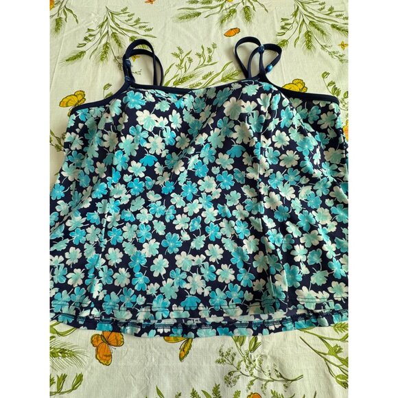 It Figures! Womens Floral Tankini Swim Top 18W Blue/White - Picture 1 of 5